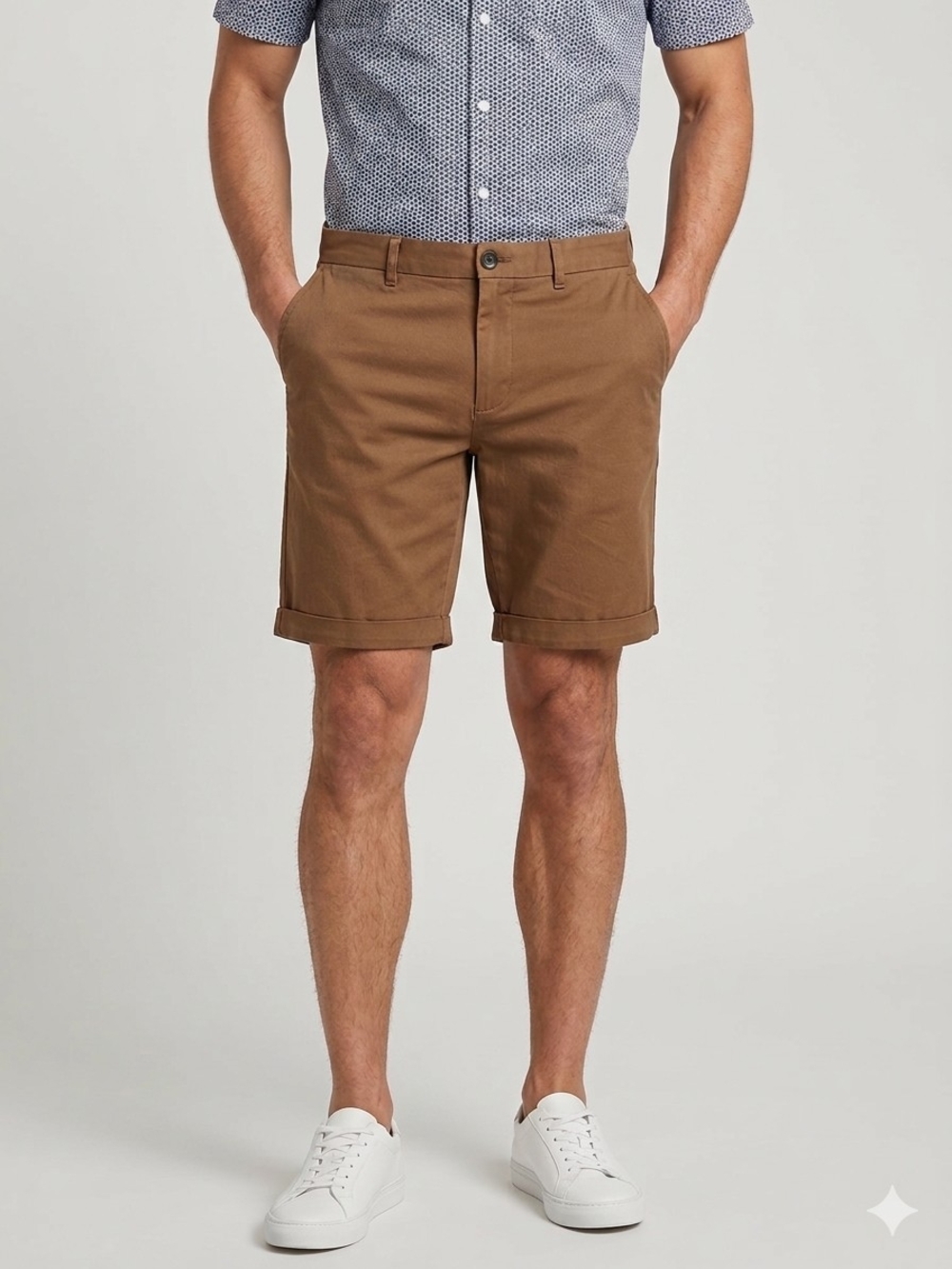 Perry Ellis Brown Flat Front Chino Shorts